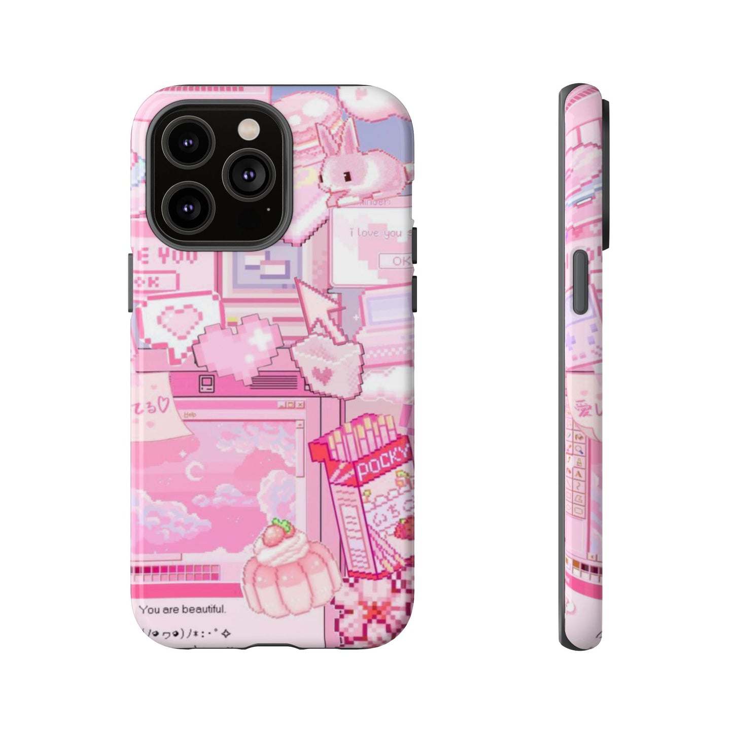 Pink Pixel Art Y2K aesthetic Tough Case iPhone 14 Pro Max