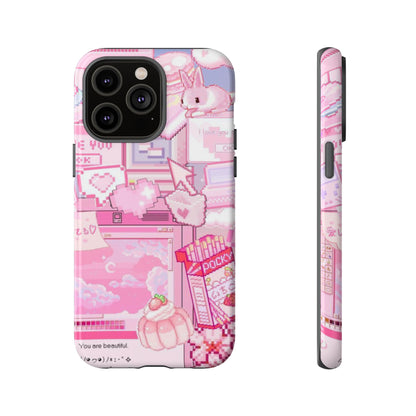 Pink Pixel Art Y2K aesthetic Tough Case iPhone 14 Pro Max