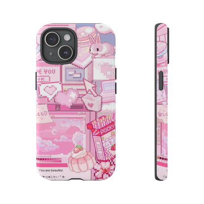 Pink Pixel Art Y2K aesthetic Tough Case iPhone 15