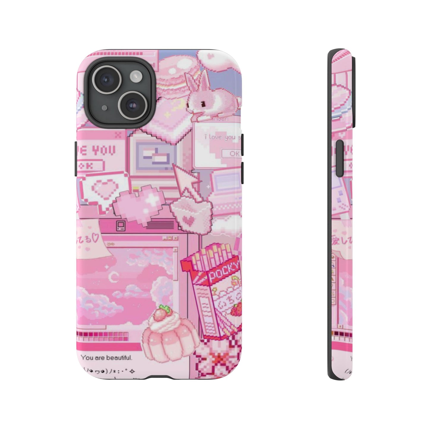 Pink Pixel Art Y2K aesthetic Tough Case iPhone 15 Plus