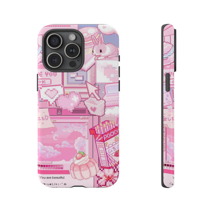Pink Pixel Art Y2K aesthetic Tough Case iPhone 15 Pro Max