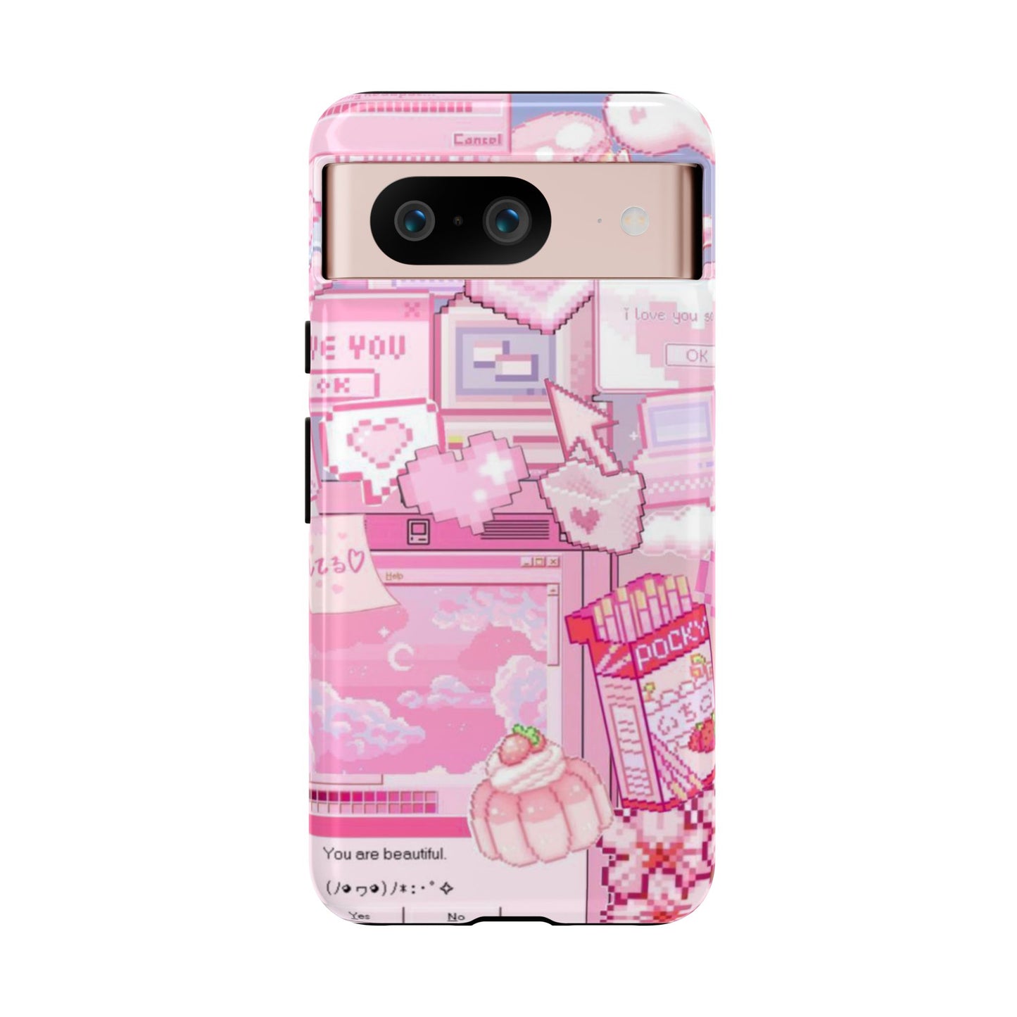 Pink Pixel Art Y2K aesthetic Tough Case Google Pixel 8