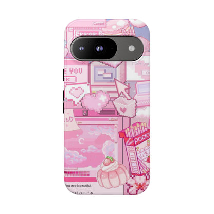 Pink Pixel Art Y2K aesthetic Tough Case Google Pixel 9