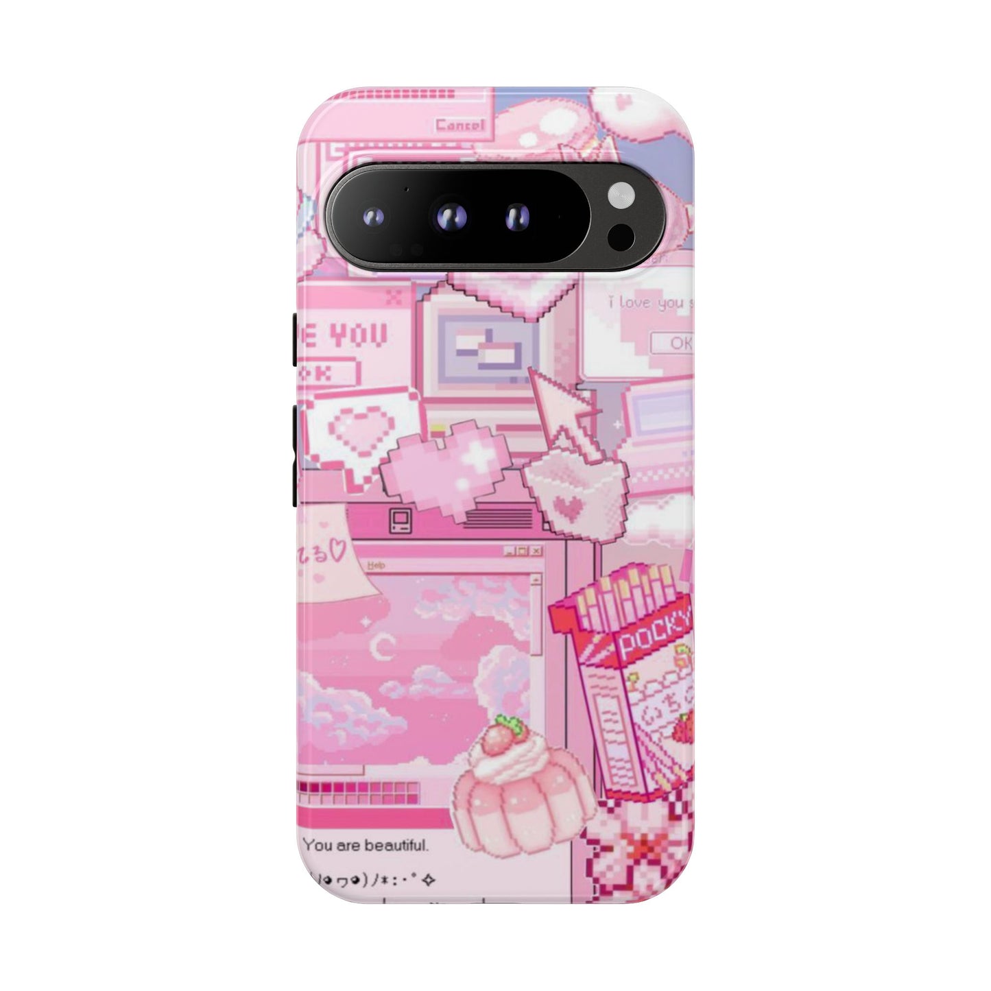 Pink Pixel Art Y2K aesthetic Tough Case Google Pixel 9 Pro XL