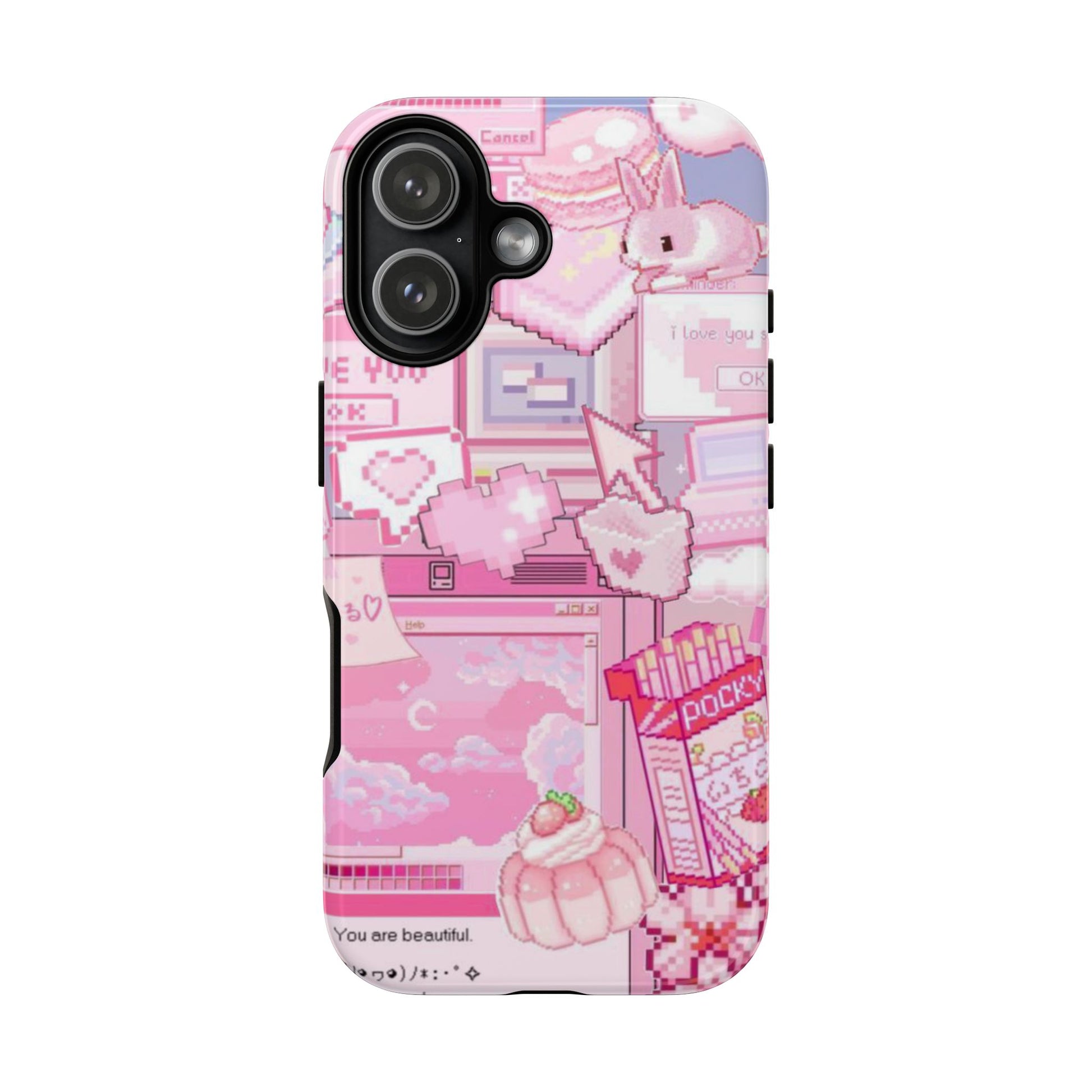 Pink Pixel Art Y2K aesthetic Tough Case iPhone 17