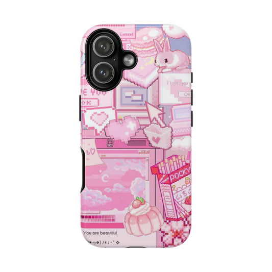 Pink Pixel Art Y2K aesthetic Tough Case iPhone 17