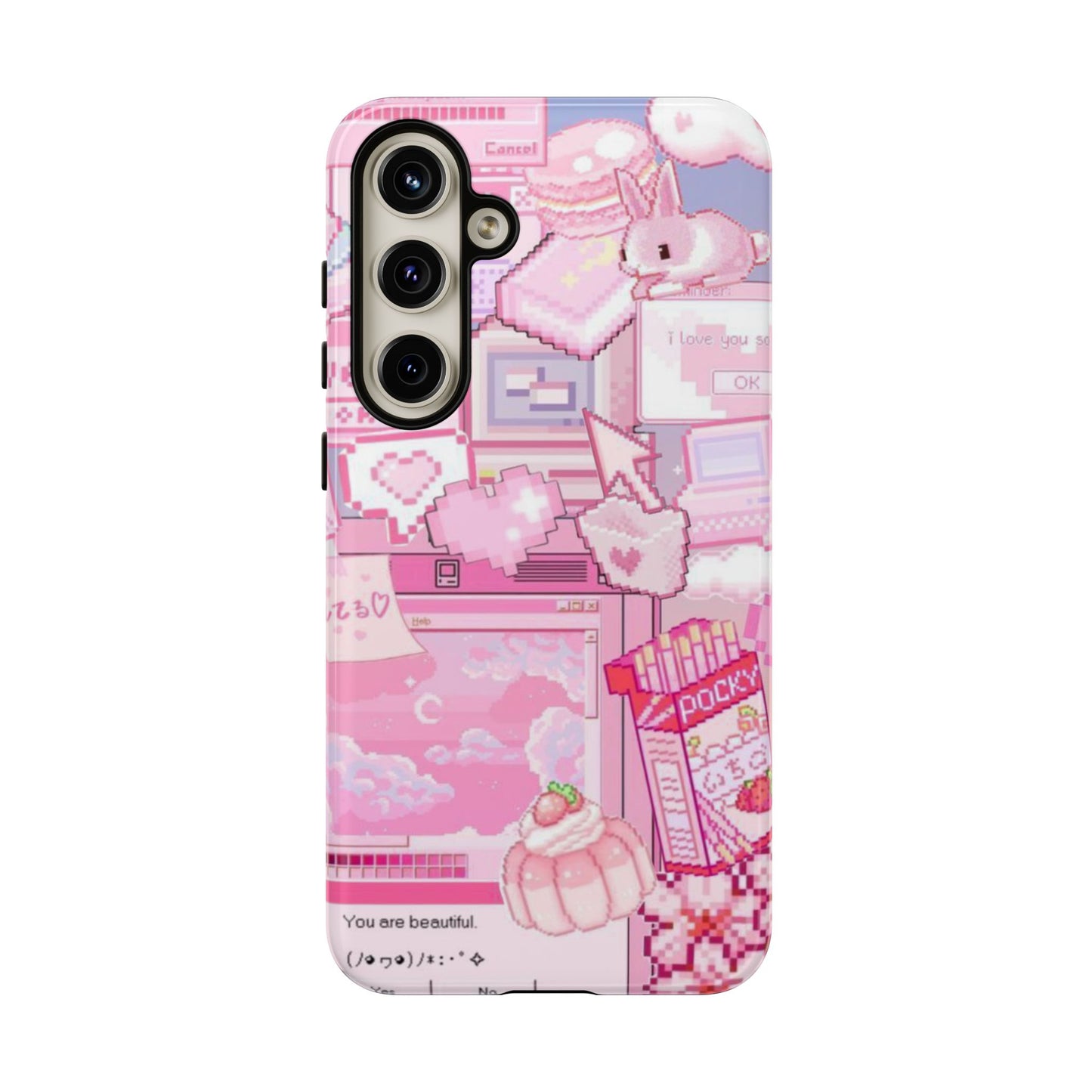 Pink Pixel Art Y2K aesthetic Tough Case Samsung Galaxy S24 Plus