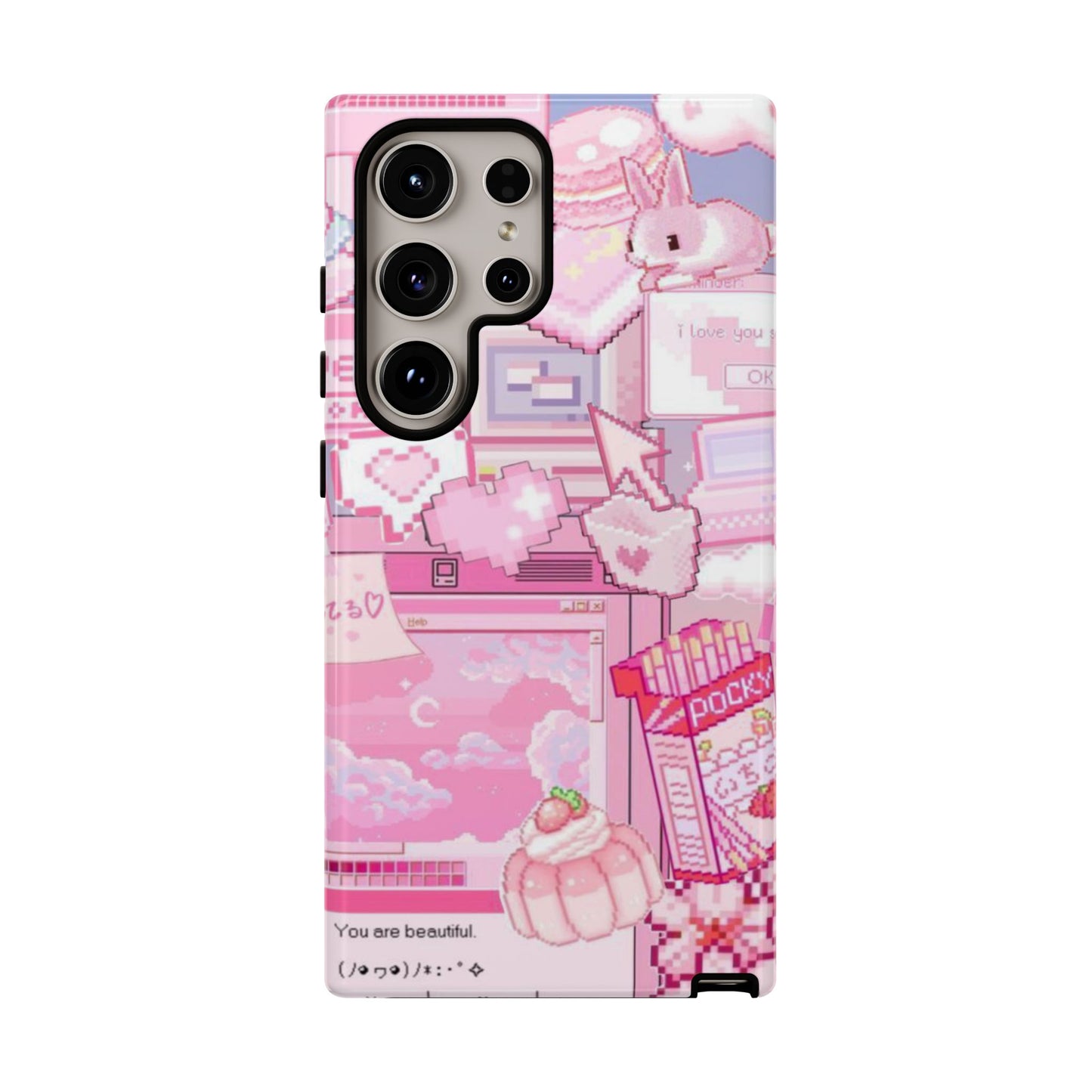 Pink Pixel Art Y2K aesthetic Tough Case Samsung Galaxy S24 Ultra