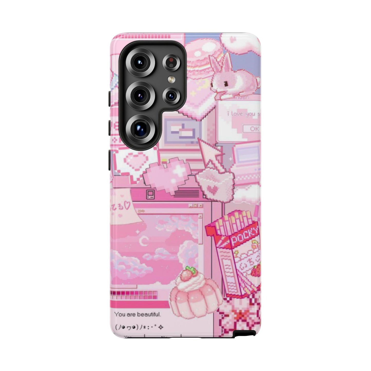 Pink Pixel Art Y2K aesthetic Tough Case Samsung Galaxy S25 Ultra