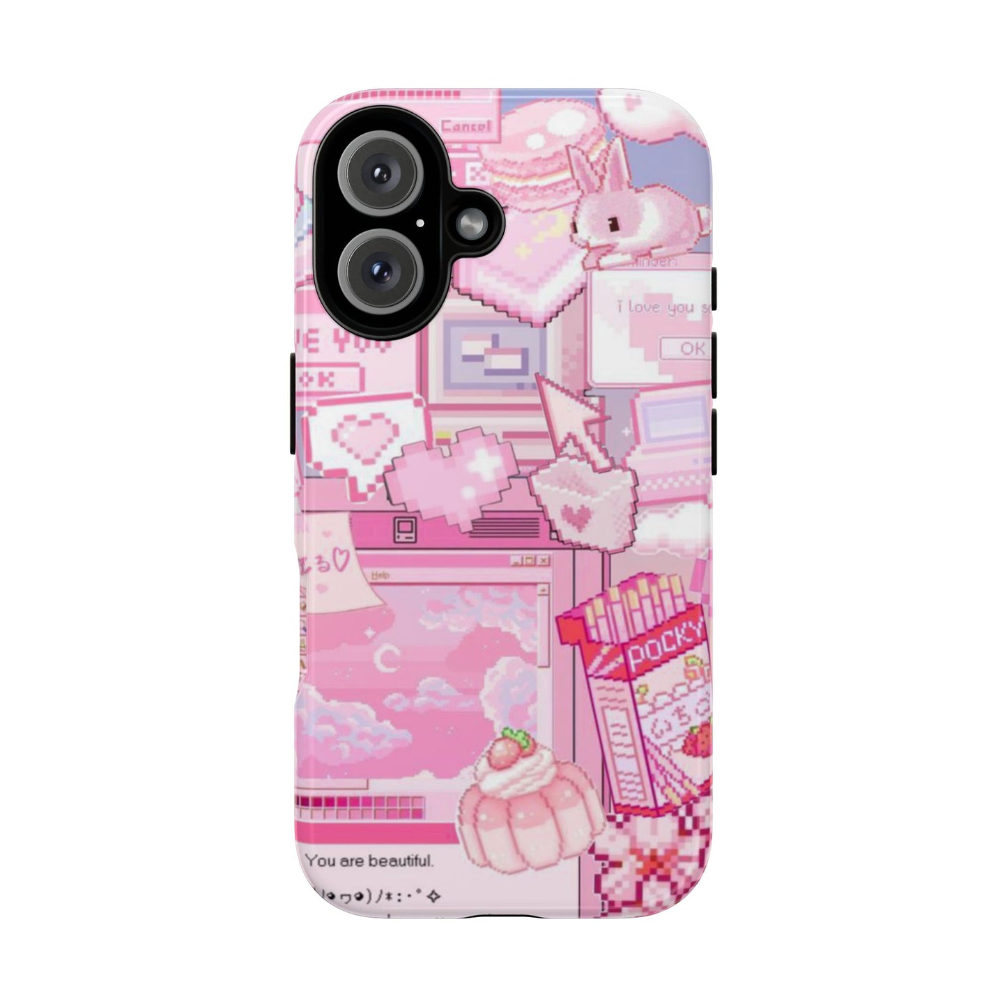 Pink Pixel Art Y2K aesthetic Tough Case iPhone 16