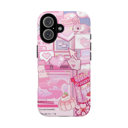 Pink Pixel Art Y2K aesthetic Tough Case iPhone 16
