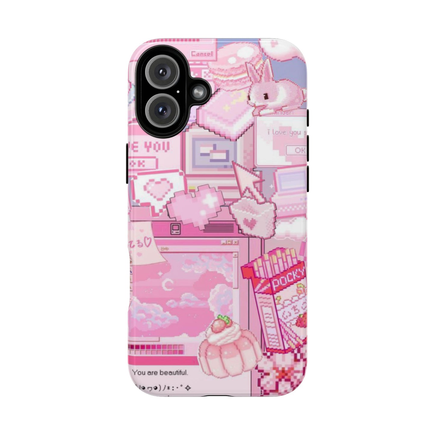 Pink Pixel Art Y2K aesthetic Tough Case iPhone 16 Plus