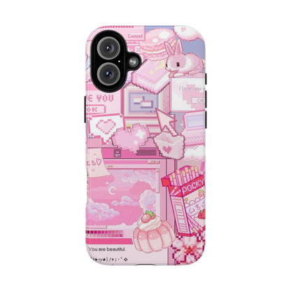 Pink Pixel Art Y2K aesthetic Tough Case iPhone 16 Plus