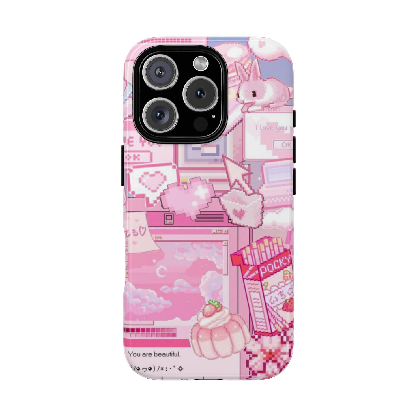 Pink Pixel Art Y2K aesthetic Tough Case iPhone 16 Pro