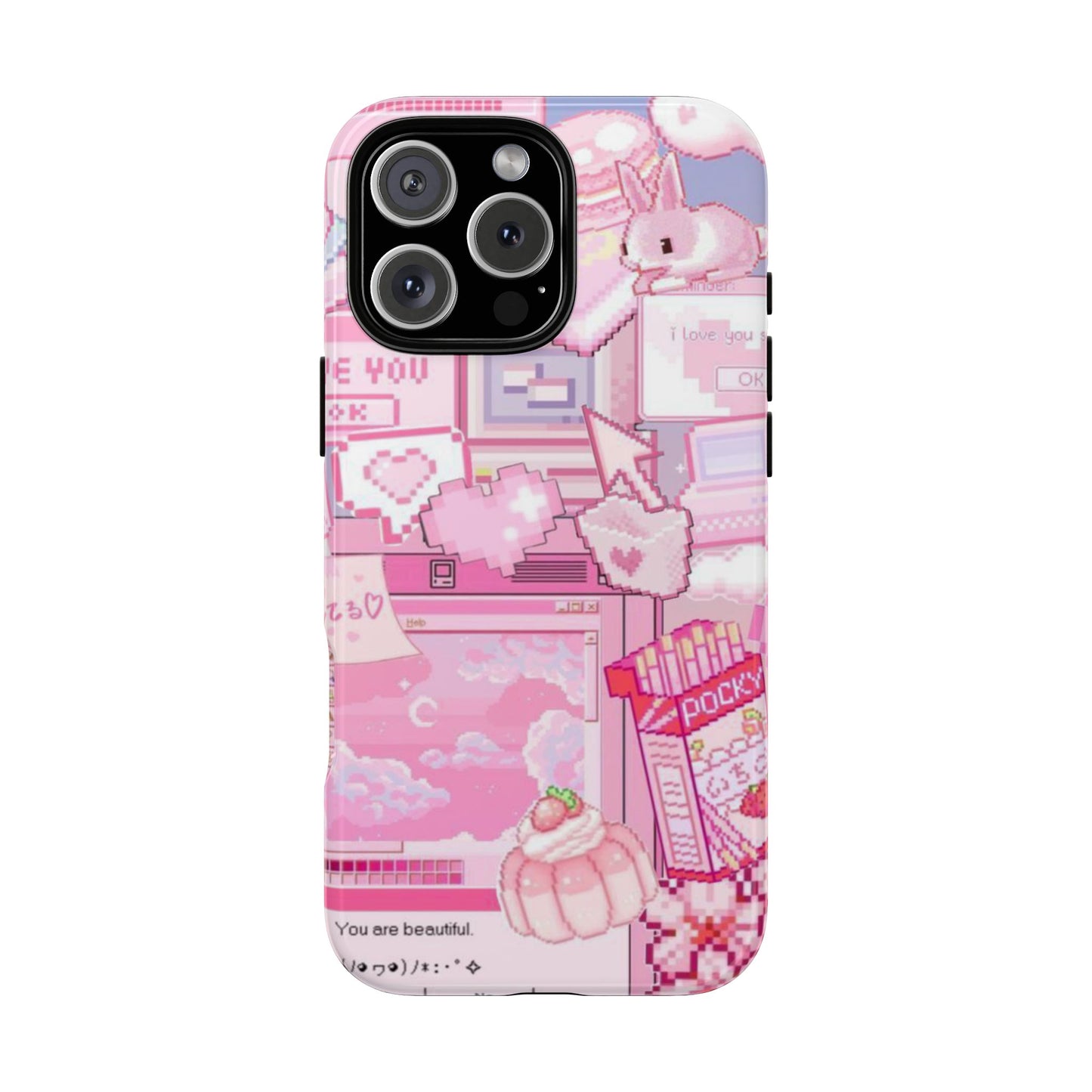 Pink Pixel Art Y2K aesthetic Tough Case iPhone 16 Pro Max
