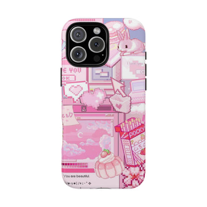 Pink Pixel Art Y2K aesthetic Tough Case iPhone 16 Pro Max
